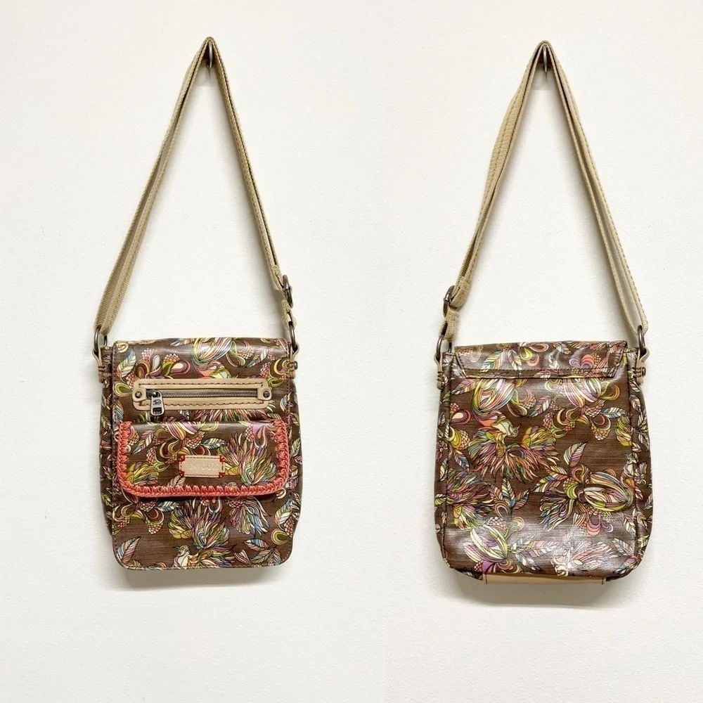 SakRoots Womens Boho Embroidered Detail Faux Leather Small Flap Messenger Bag